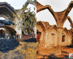 Ermənilər Ağdamda məscidi də yandırıb - Fotolar